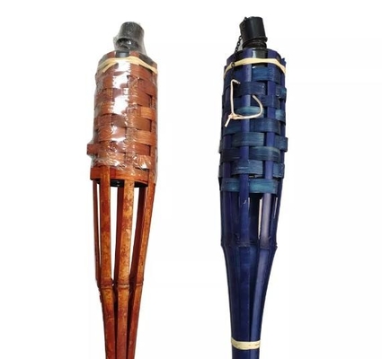 Outdoor Decorating Wedding 150cm Bamboo Torches With Covers Metal Oil Canisters