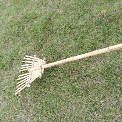 12 Tine 140cm Bamboo Rake Handmade For Pool Leaf Garden Lawn Rake