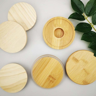Beer Can Compatible Reusable Lids Bamboo Jar Lid With Straw Hole