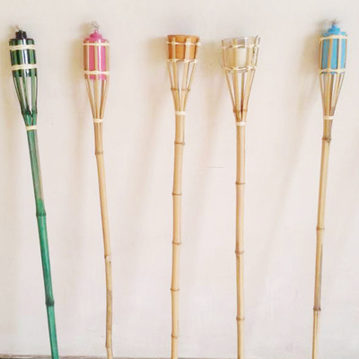 115cm Bamboo Garden Tiki Torch Hand Woven Bamboo Party Torches