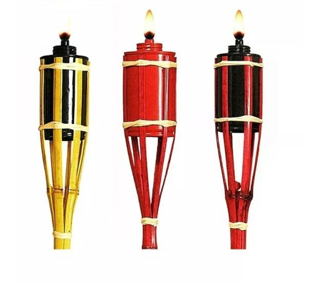 Halloween Decoration Bamboo Tiki Torches Refillable Replacement Metal Oil Canister