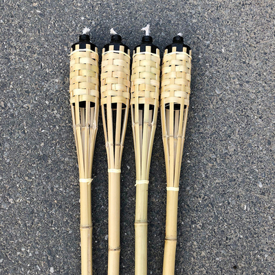 Wicks Covers Natural Bamboo Torch For Garden Lighting, Luau Party