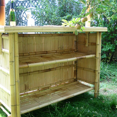 220 Cm Height Bamboo Tiki Bar With Roof 4 Pieces Bamboo Bar Stools