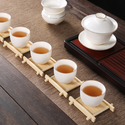 6 Pieces Set Round Bamboo Coasters Mildew Proof Coffee Cup Coasters Mats