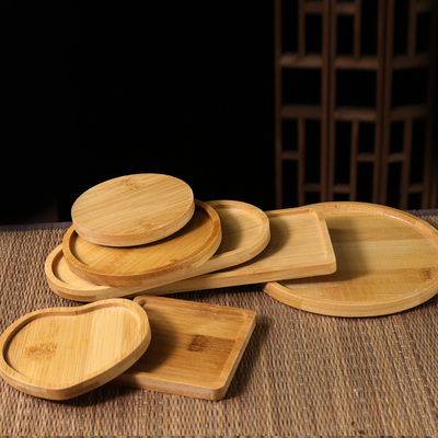 9cm Blank Bamboo Coasters Round Square Bamboo Plant Saucer European Style Mat