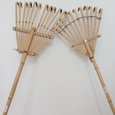 Handmade Bamboo Rake 1.40m 12 Tines for dry leaves sweeping and garden cleaning Natural Garden Rakes