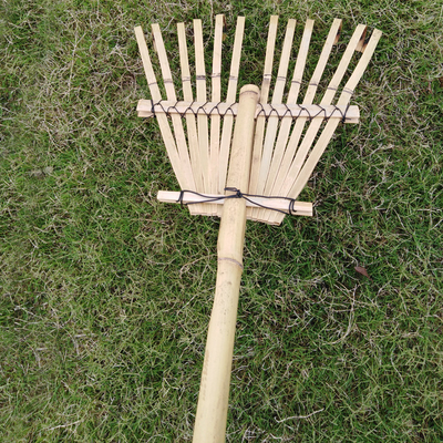 9 Tine 120cm Bamboo Rake Handmade Eco Friendly Garden Rakes Harrow