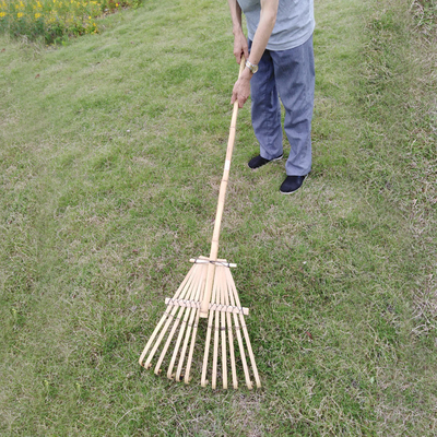 9 Tine 120cm Bamboo Rake Handmade Eco Friendly Garden Rakes Harrow