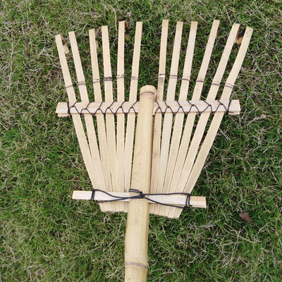 9 Tine 120cm Bamboo Rake Handmade Eco Friendly Garden Rakes Harrow