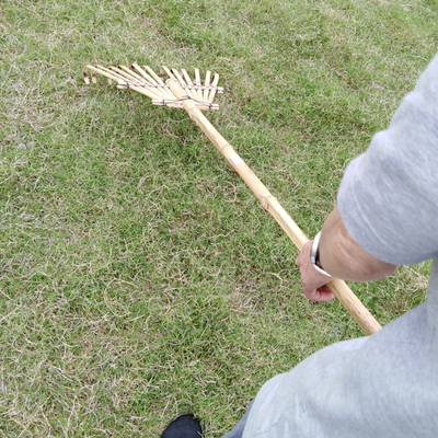 11 Tine 145cm Bamboo Rake Handmade Rustless Garden Rakes Harrow